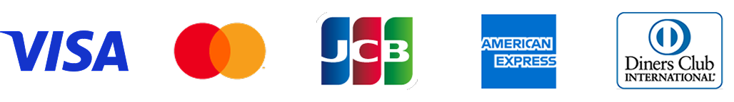 クレジットカードブランドのロゴ。VISA・MasterCard・JCB・AMEX・Diners